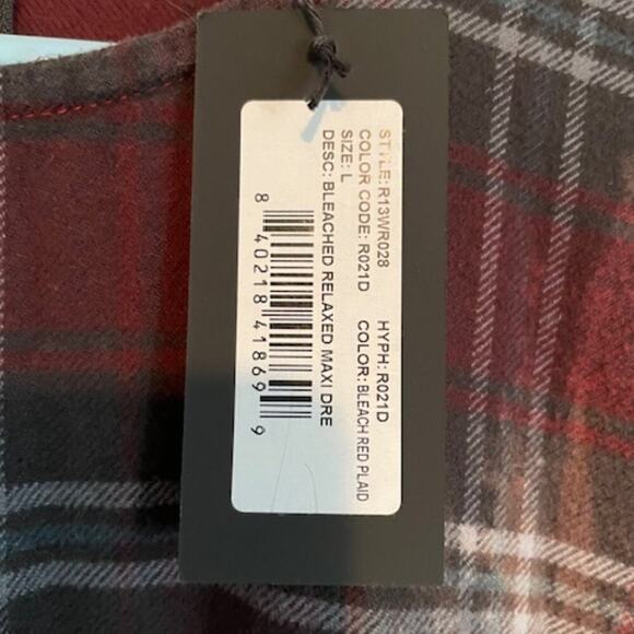 NWT R13 Bleached Plaid-Pattern Midi Dress - Large - Picture 4 of 16